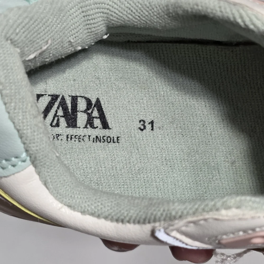 Little Girls Zara Multicolored Pastel Laced Sneakers Shoes Size 13